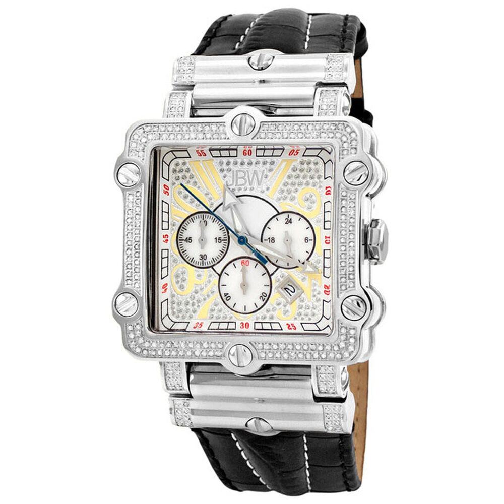 JBW Phantom Silver-tone Chronograph Crystal Dial Steel Diamond Men's Watch